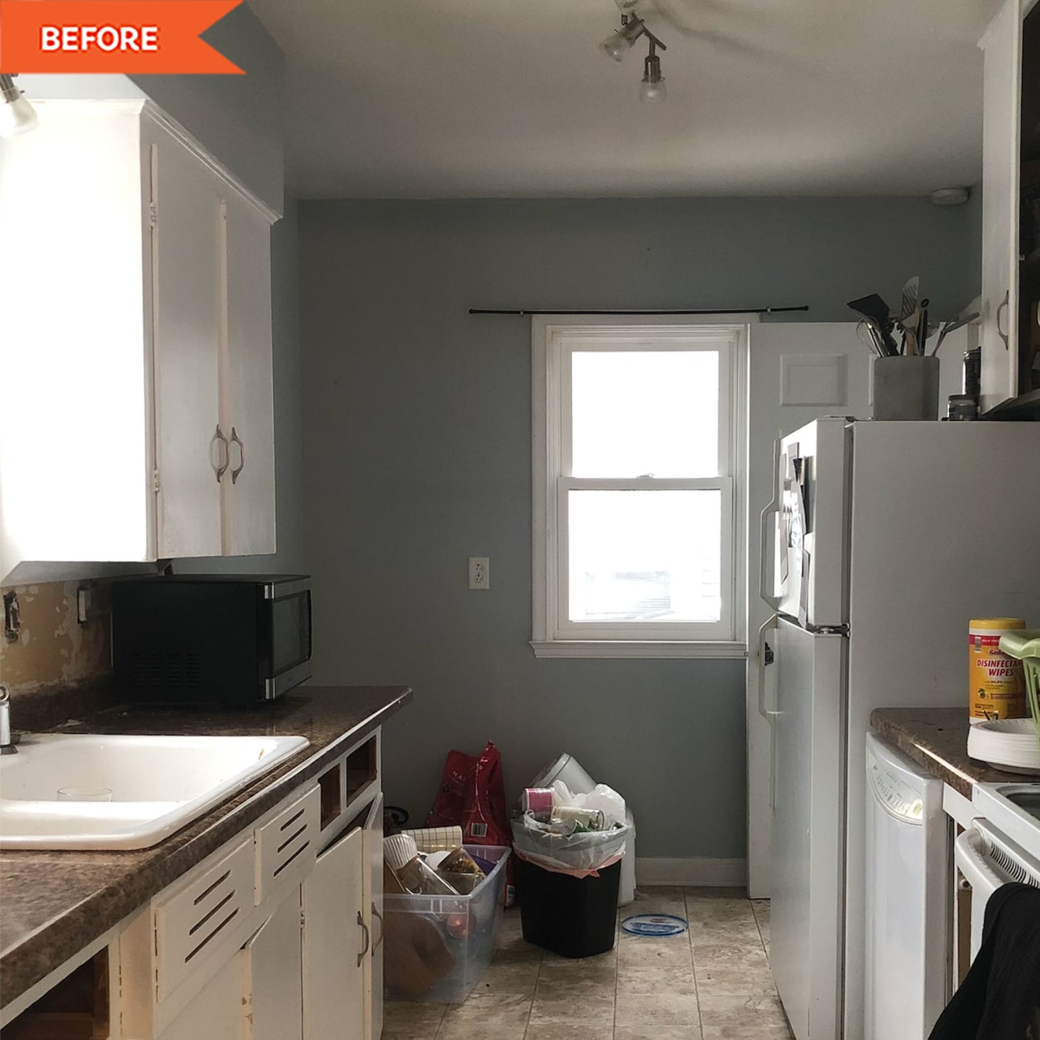 Black and White Galley Kitchen Redo for 7000 Before and After